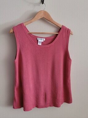 Coldwater Creek Silk Blend Fine Ribbed Sleeveless Tank Top, Women's XL, Rose